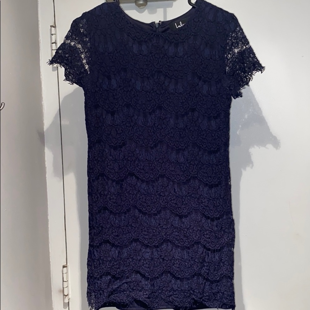 BRAND NEW Lulu’s navy blue lace dress!